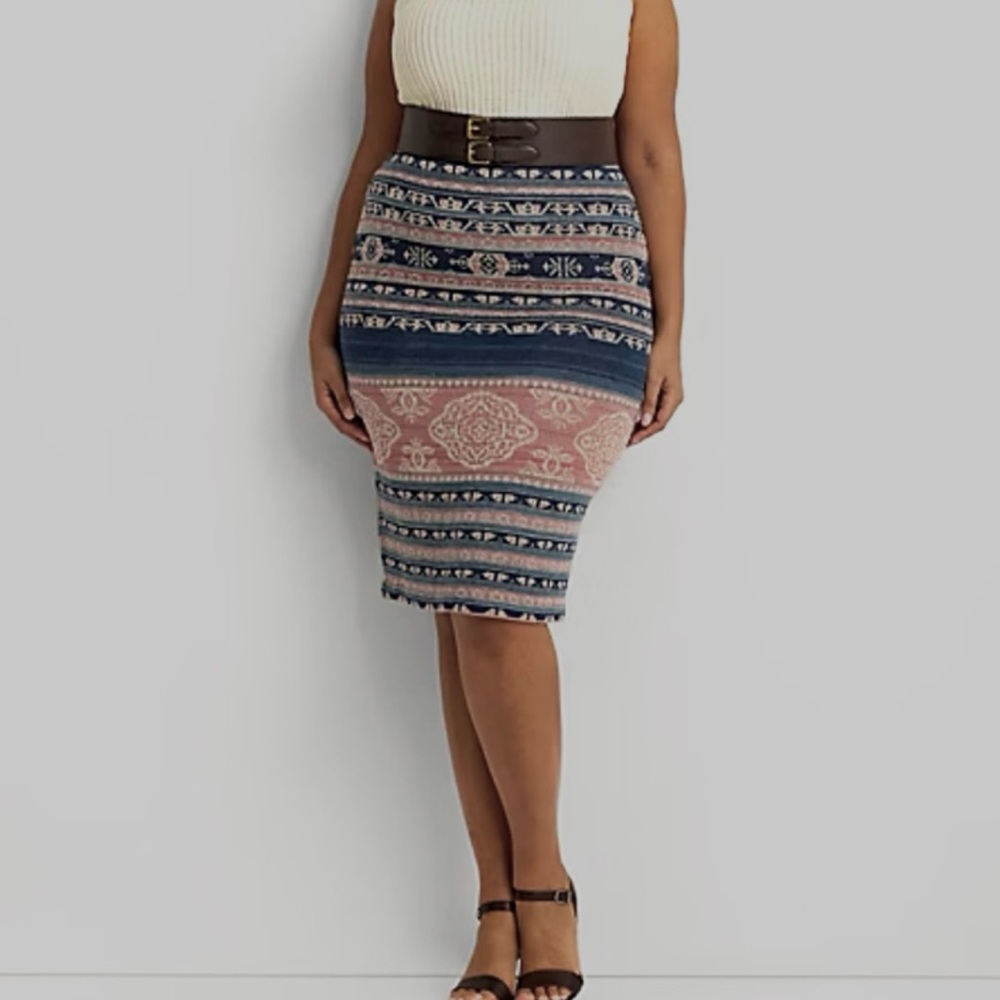 NWT Ralph Lauren knit pencil skirt navy blue 3x